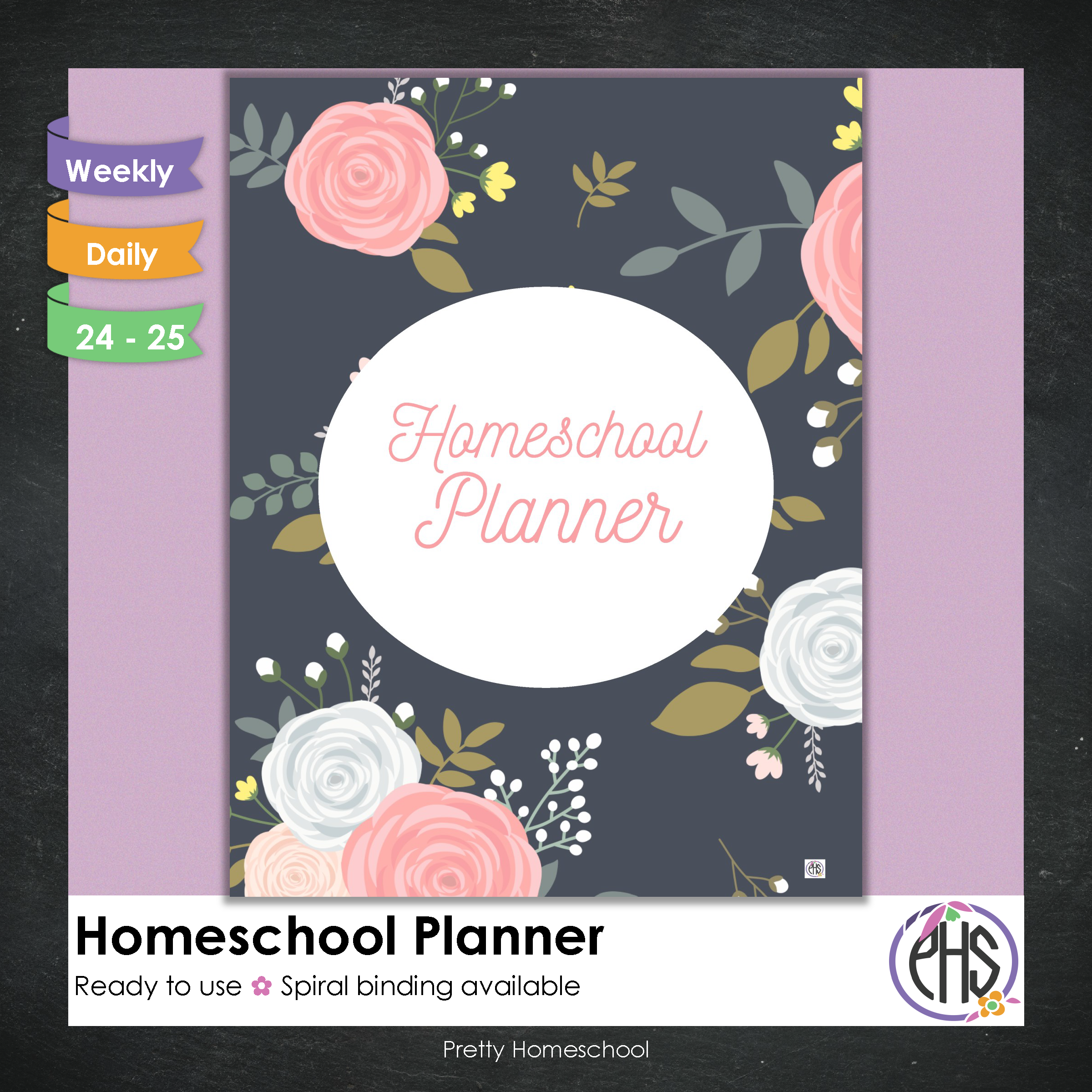 Homeschool Planner / Daily or Weekly Planning / Printed or Spiral Bound / Pretty Flowers