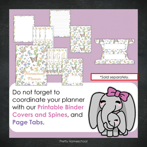 Printed Homeschool Planner | Daily & Weekly Organizer for 4 Students | Butterflies Design + Digital PDF