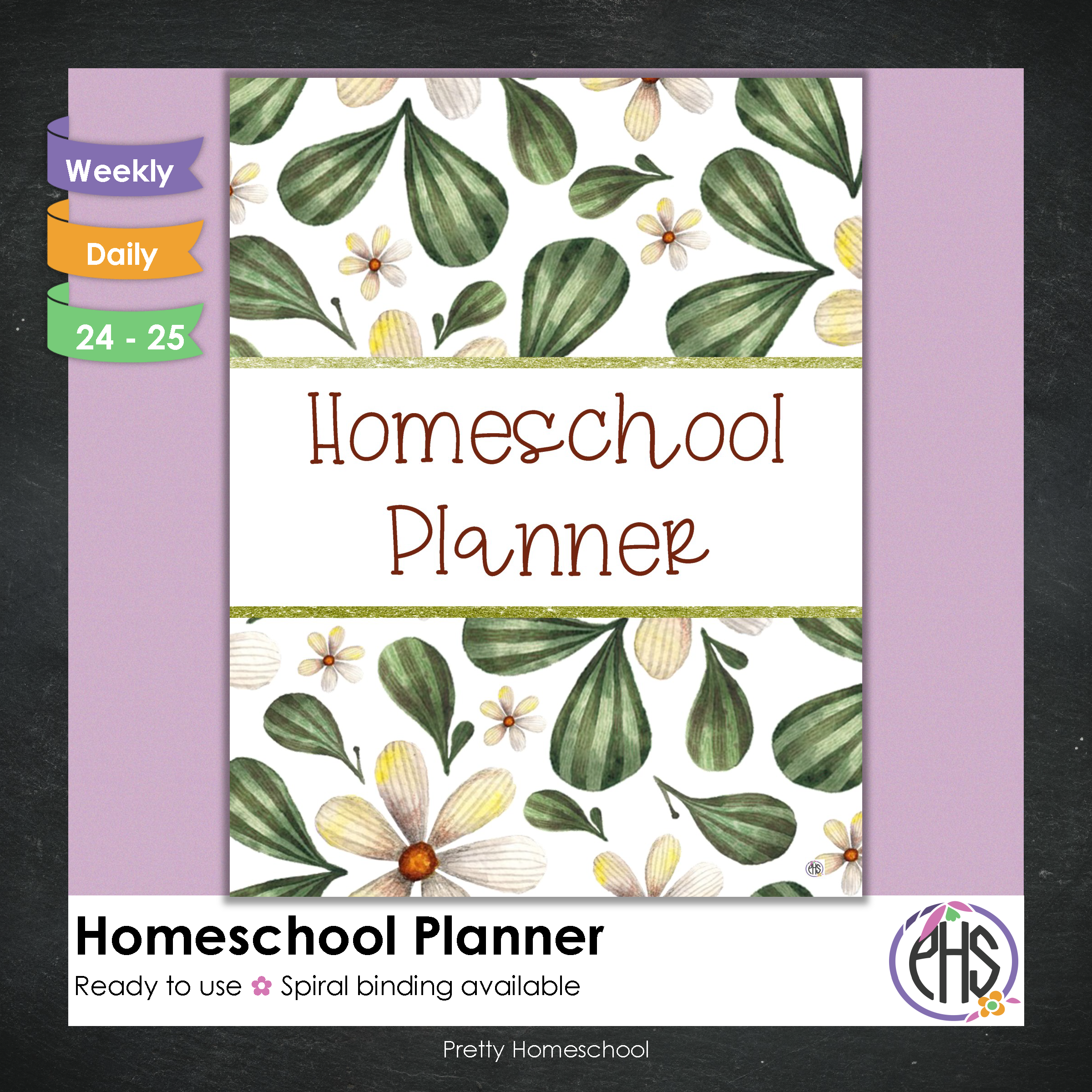 Homeschool Planner / Daily or Weekly Planning / Printed or Spiral Bound / Forest