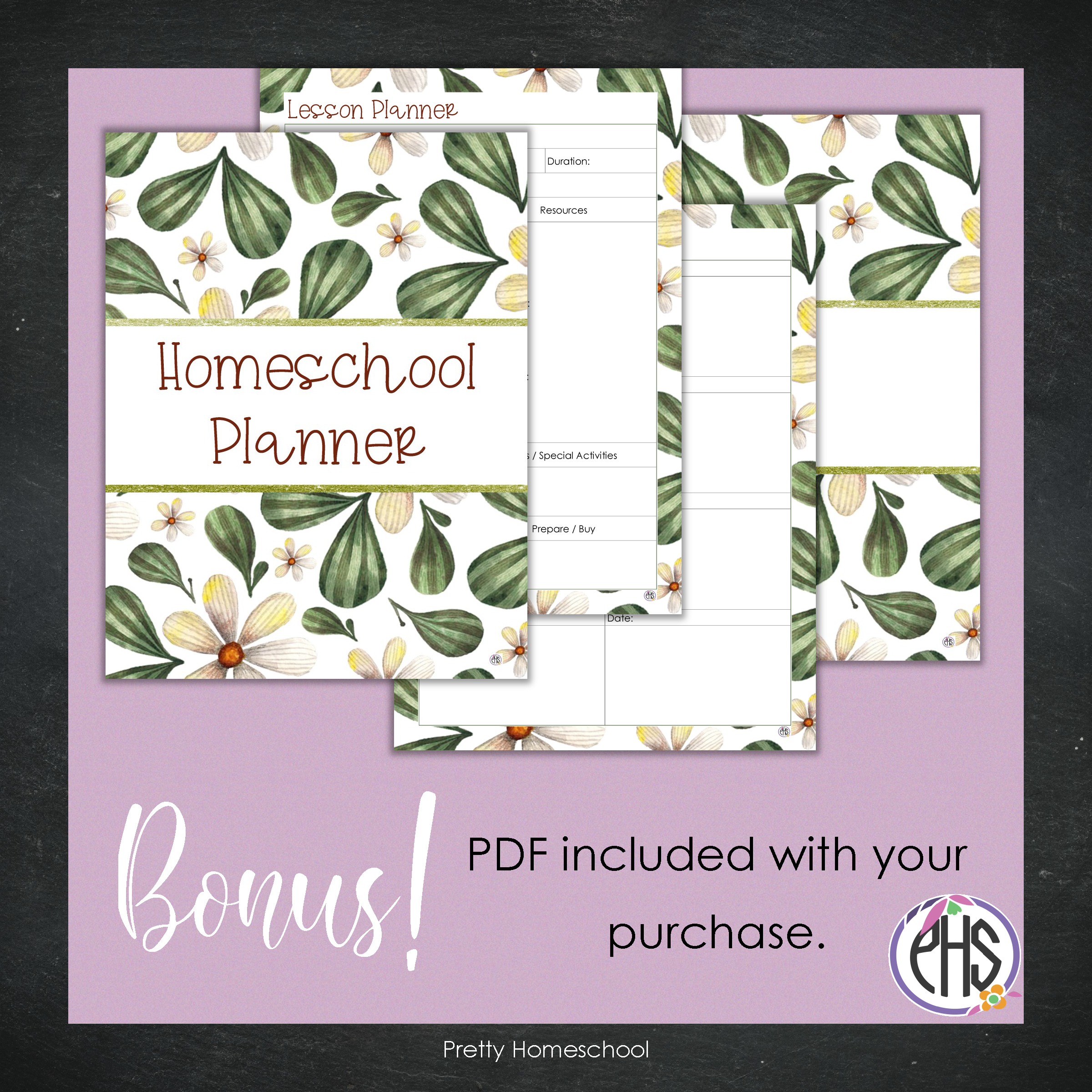 Homeschool Planner / Daily or Weekly Planning / Printed or Spiral Bound / Forest