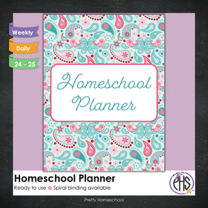 Homeschool Planner / Daily or Weekly Planning / Printed or Spiral Bound / Paisley