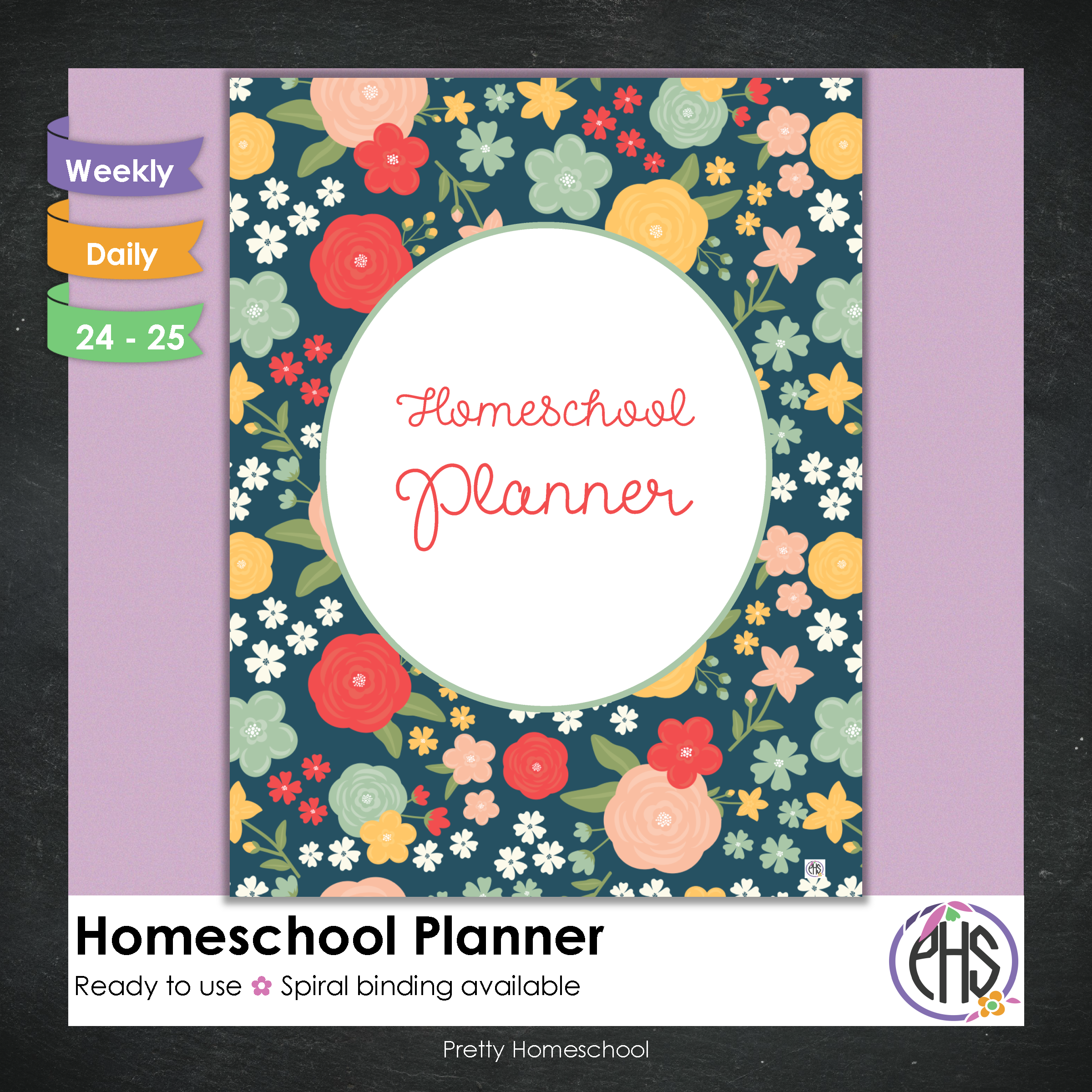 Homeschool Planner / Daily or Weekly Planning / Printed or Spiral Bound / Pretty Flowers