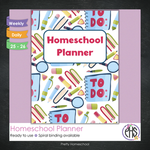 Printed Homeschool Planner | Daily & Weekly Organizer for 4 Students | School Stationery Design + Digital PDF