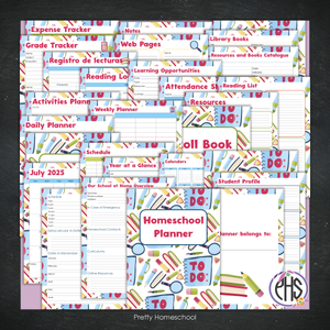 Printed Homeschool Planner | Daily & Weekly Organizer for 4 Students | School Stationery Design + Digital PDF