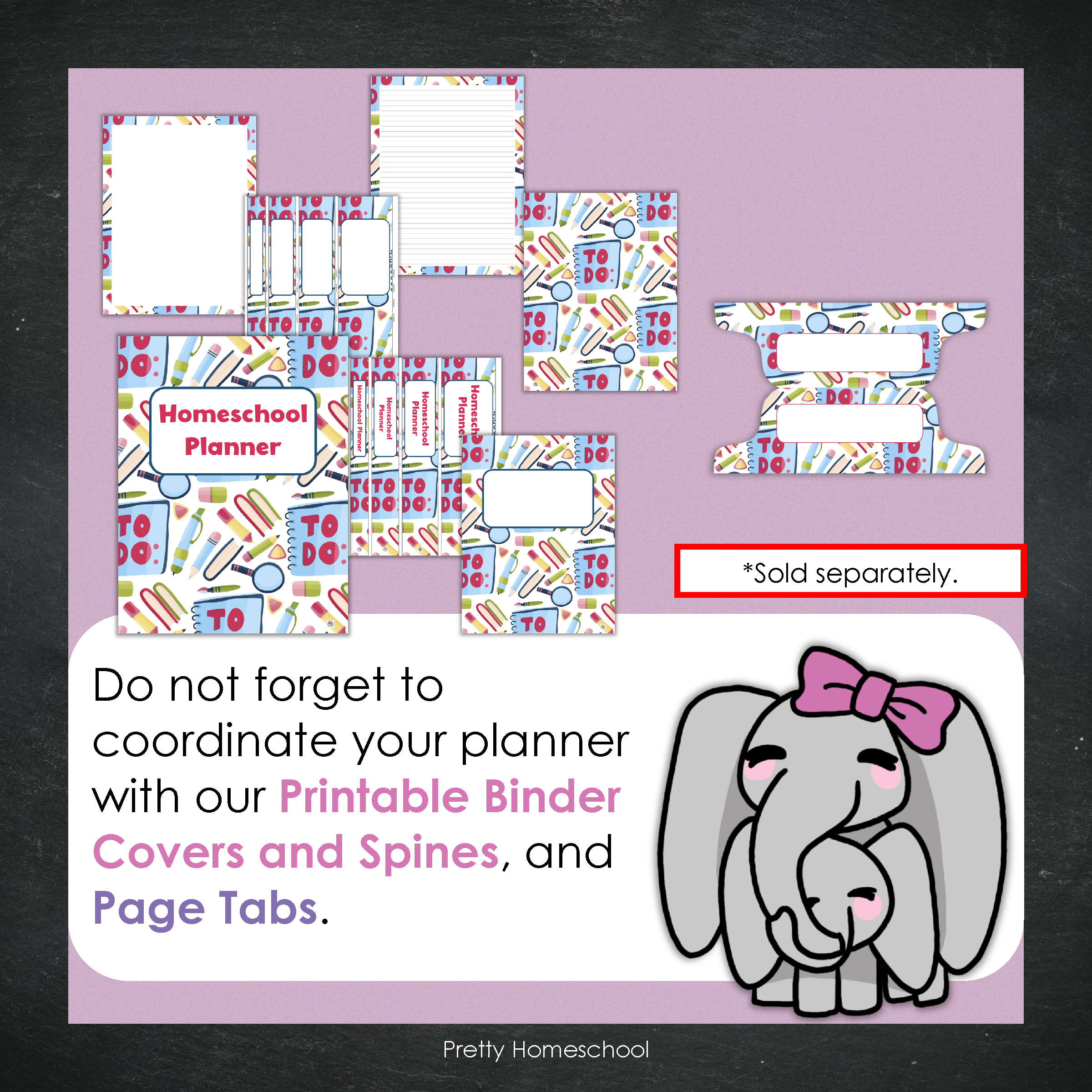 Printed Homeschool Planner | Daily & Weekly Organizer for 4 Students | School Stationery Design + Digital PDF