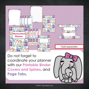 Printed Homeschool Planner | Daily & Weekly Organizer for 4 Students | School Stationery Design + Digital PDF
