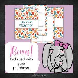 Printed Homeschool Planner | Daily & Weekly Organizer for 4 Students | Terrazo Design + Digital PDF