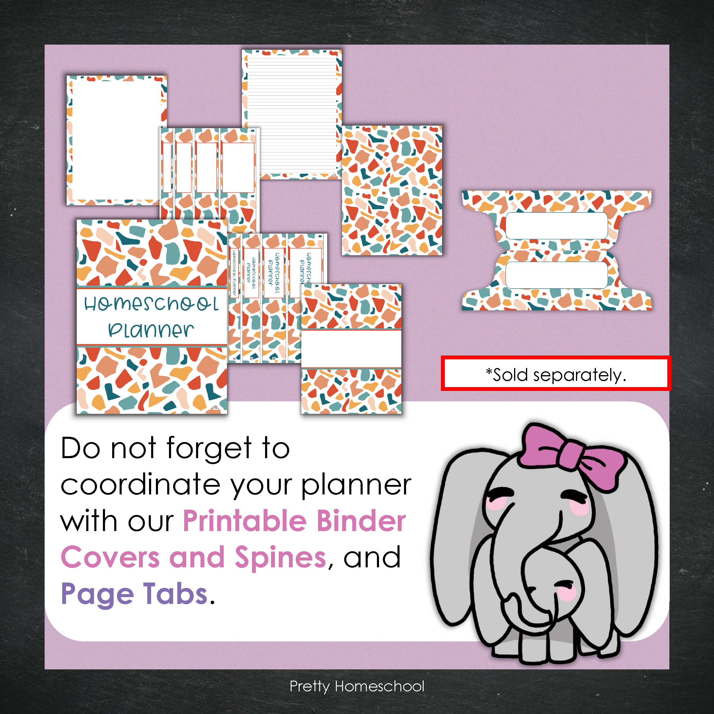 Printed Homeschool Planner | Daily & Weekly Organizer for 4 Students | Terrazo Design + Digital PDF