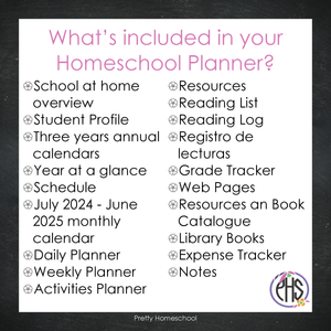 Homeschool Planner / Daily or Weekly Planning / Printed or Spiral Bound / School