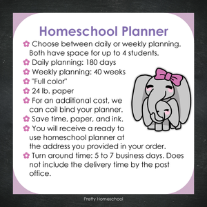 Printed Homeschool Planner | Daily & Weekly Organizer for 4 Students | Butterflies Design + Digital PDF