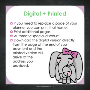 Printed Homeschool Planner | Daily & Weekly Organizer for 4 Students | Butterflies Design + Digital PDF
