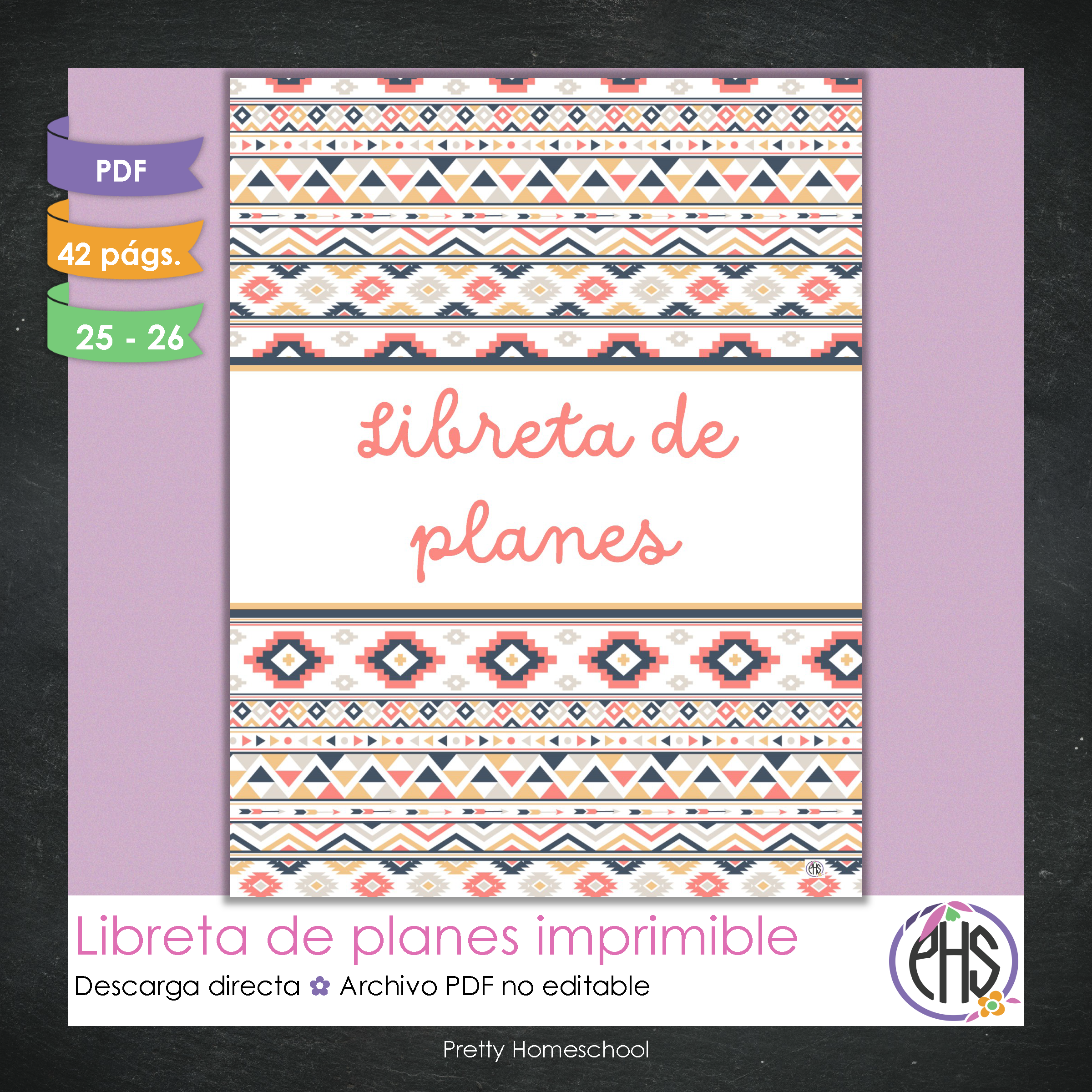 Libreta de Planes Homeschool en PDF | Planificación Diaria o Semanal para Varios Estudiantes | Diseño Aztec