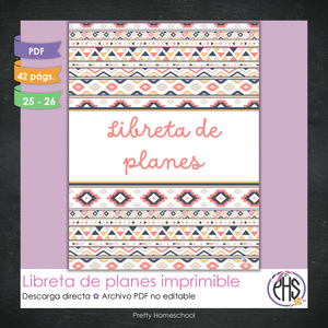 Libreta de Planes Homeschool en PDF | Planificación Diaria o Semanal para Varios Estudiantes | Diseño Aztec