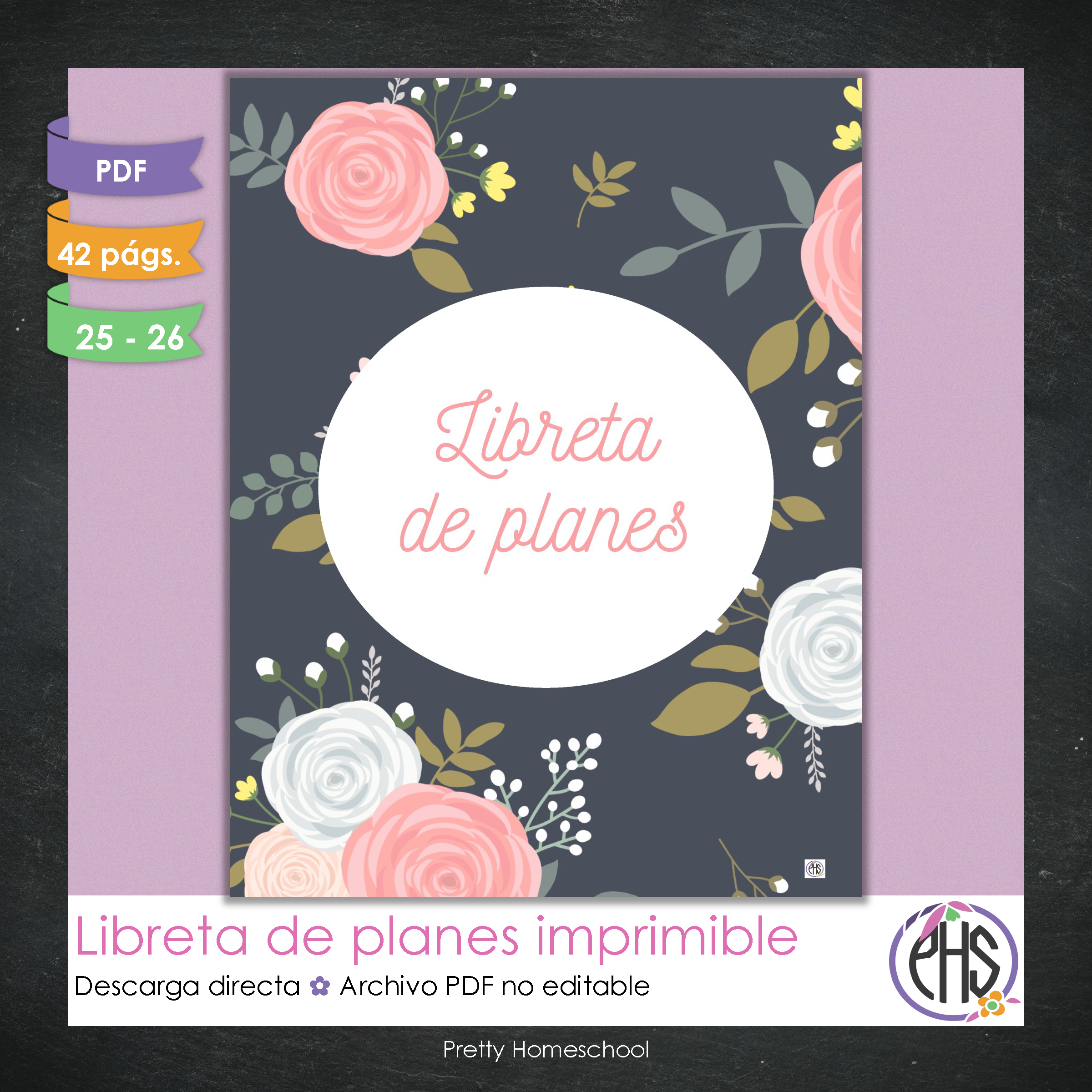 Libreta de Planes Homeschool en PDF | Planificación Diaria o Semanal para Varios Estudiantes | Diseño Floral Blush Pink