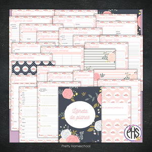 Libreta de Planes Homeschool en PDF | Planificación Diaria o Semanal para Varios Estudiantes | Diseño Floral Blush Pink