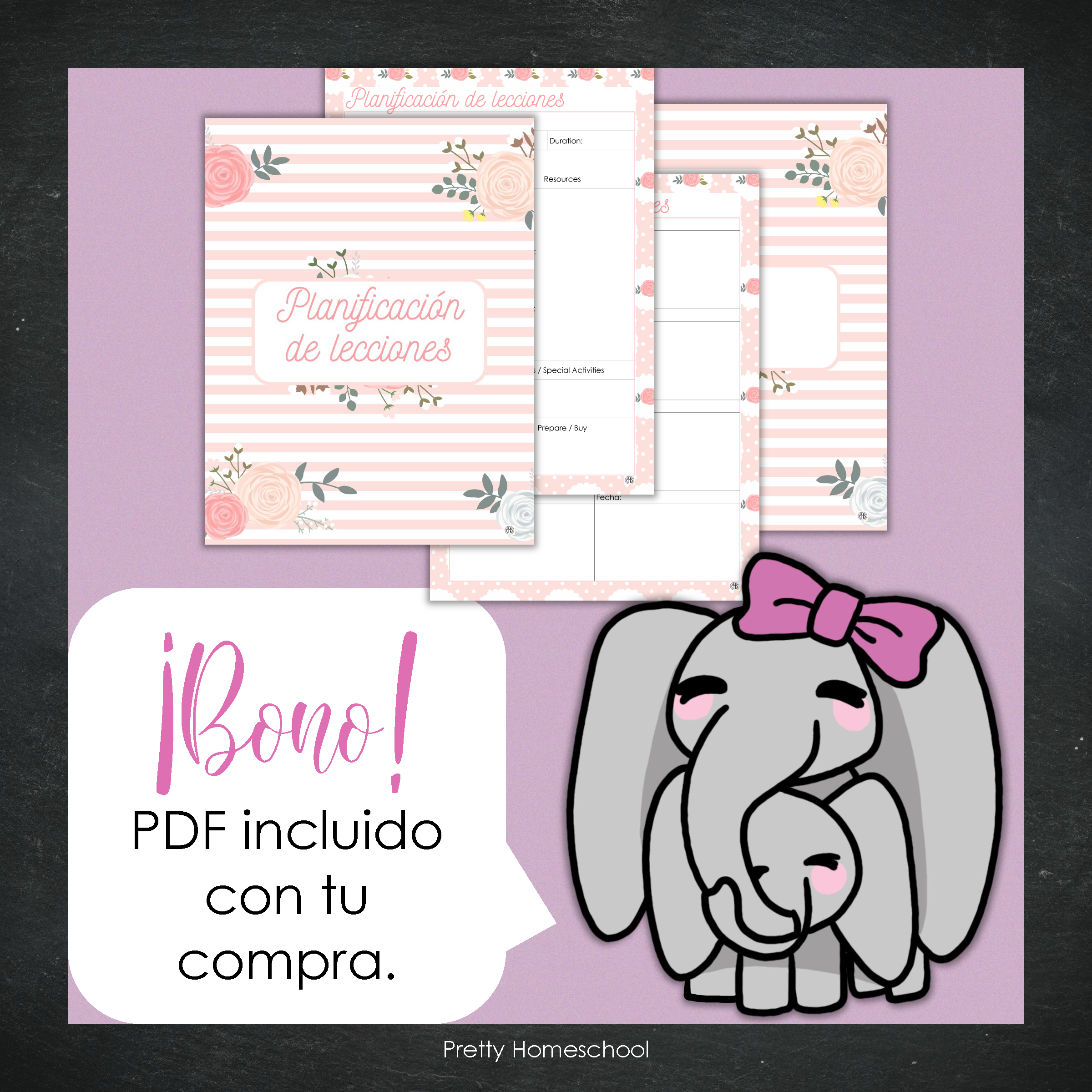Libreta de Planes Homeschool en PDF | Planificación Diaria o Semanal para Varios Estudiantes | Diseño Floral Blush Pink