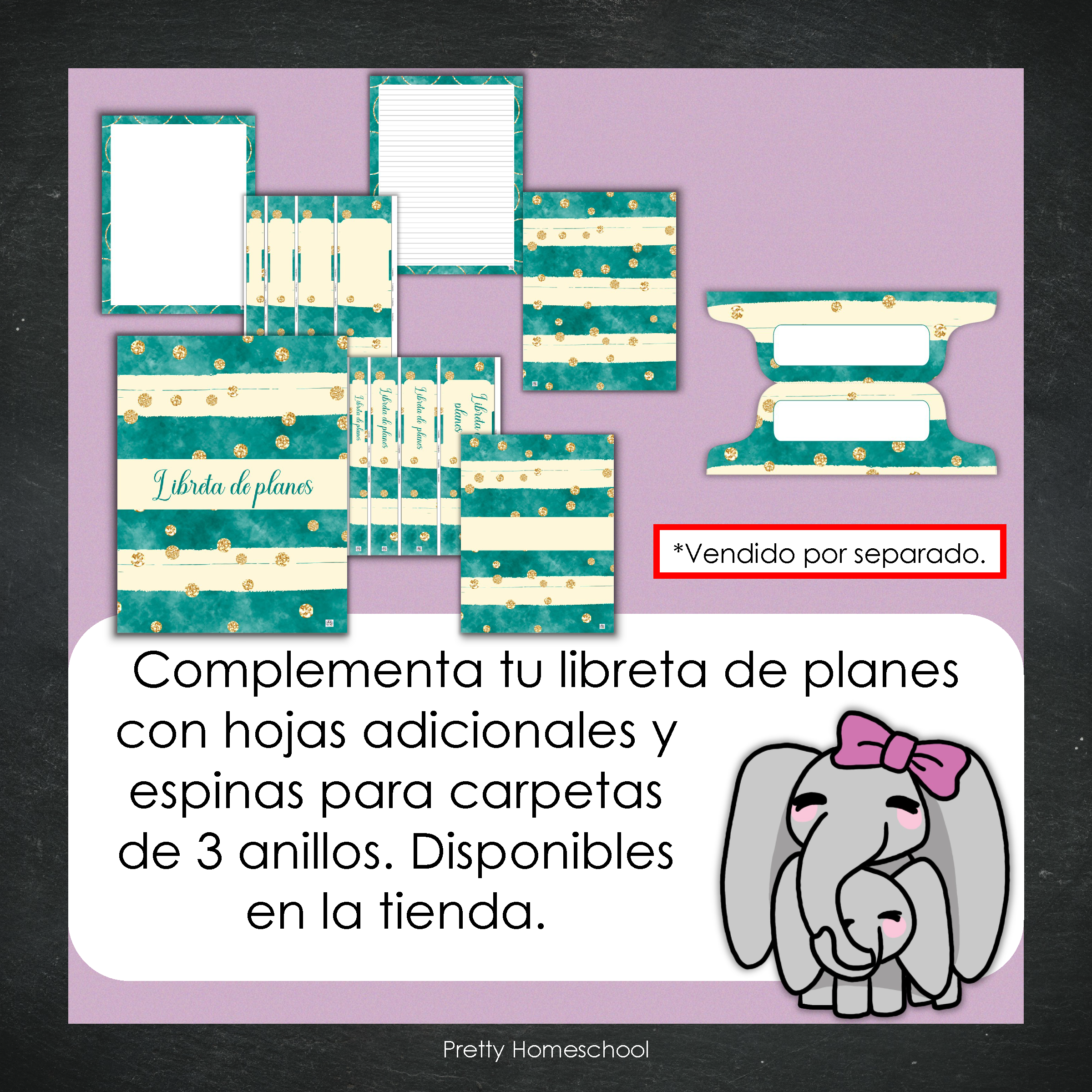 Libreta de Planes Homeschool en PDF | Planificación Diaria o Semanal para Varios Estudiantes | Diseño Esmeralda y oro