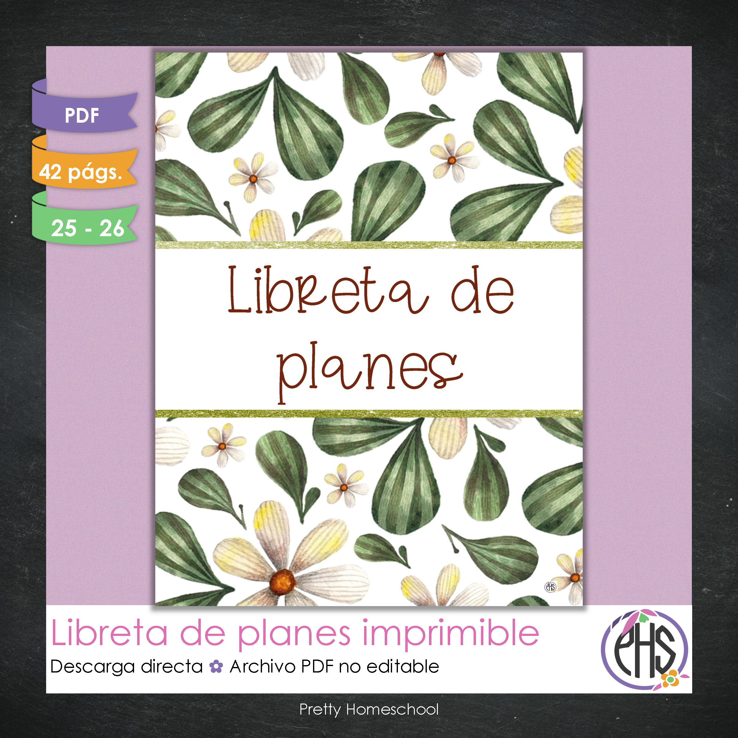 Libreta de Planes Homeschool en PDF | Planificación Diaria o Semanal para Varios Estudiantes | Diseño Botánico