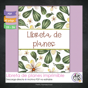 Libreta de Planes Homeschool en PDF | Planificación Diaria o Semanal para Varios Estudiantes | Diseño Botánico