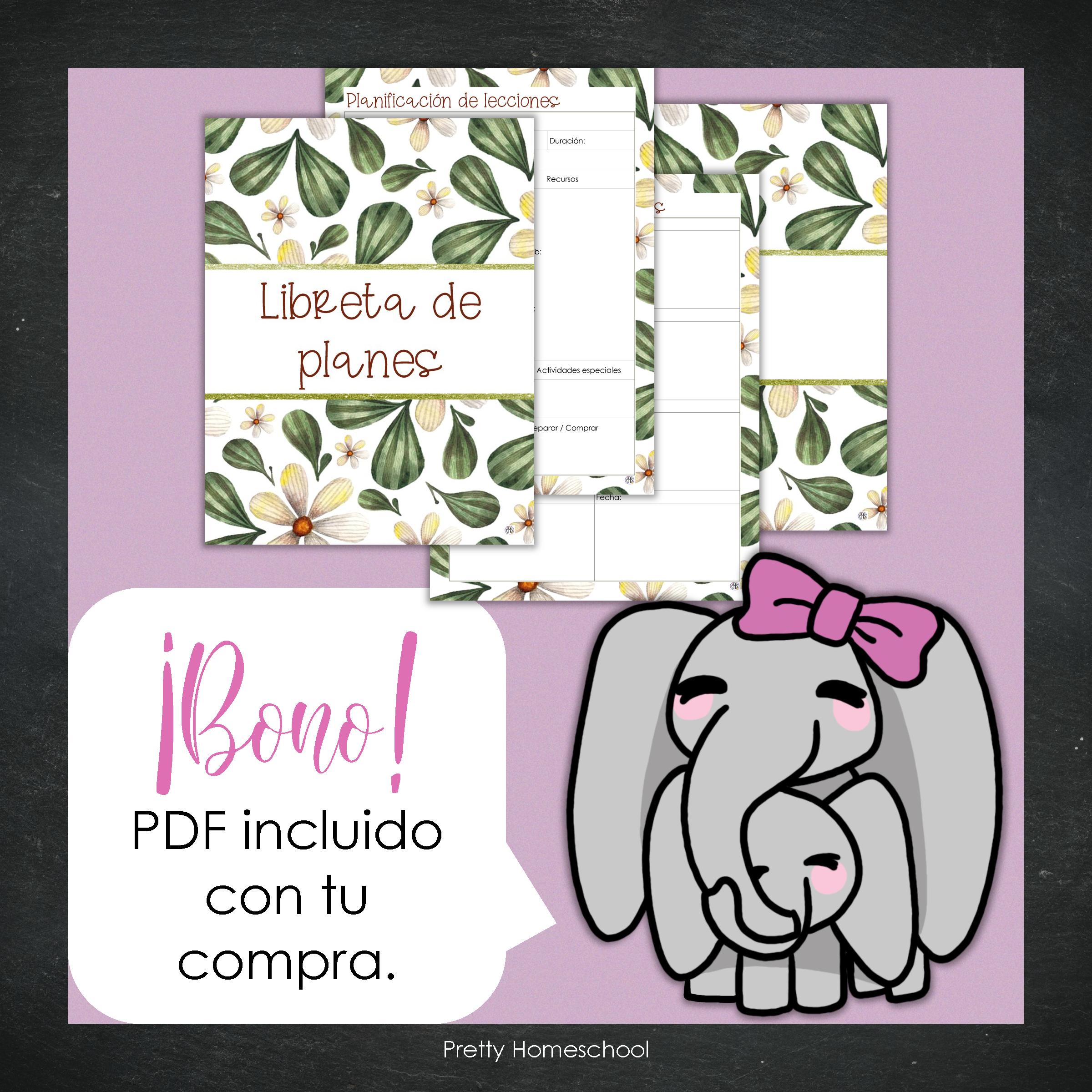 Libreta de Planes Homeschool en PDF | Planificación Diaria o Semanal para Varios Estudiantes | Diseño Botánico