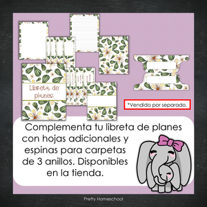 Libreta de Planes Homeschool en PDF | Planificación Diaria o Semanal para Varios Estudiantes | Diseño Botánico