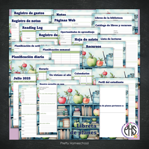 Libreta de Planes Homeschool en PDF | Planificación Diaria o Semanal para Varios Estudiantes | Diseño Librero Azul