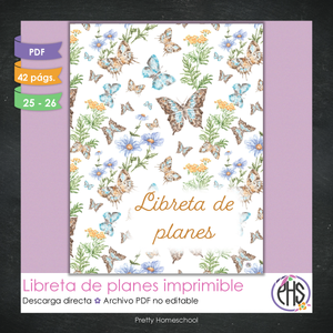 Libreta de Planes Homeschool en PDF | Planificación Diaria o Semanal para Varios Estudiantes | Diseño Mariposas