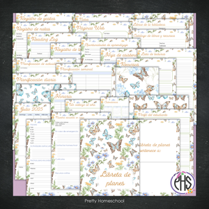 Libreta de Planes Homeschool en PDF | Planificación Diaria o Semanal para Varios Estudiantes | Diseño Mariposas