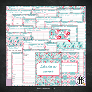 Libreta de Planes Homeschool en PDF | Planificación Diaria o Semanal para Varios Estudiantes | Diseño Paisley
