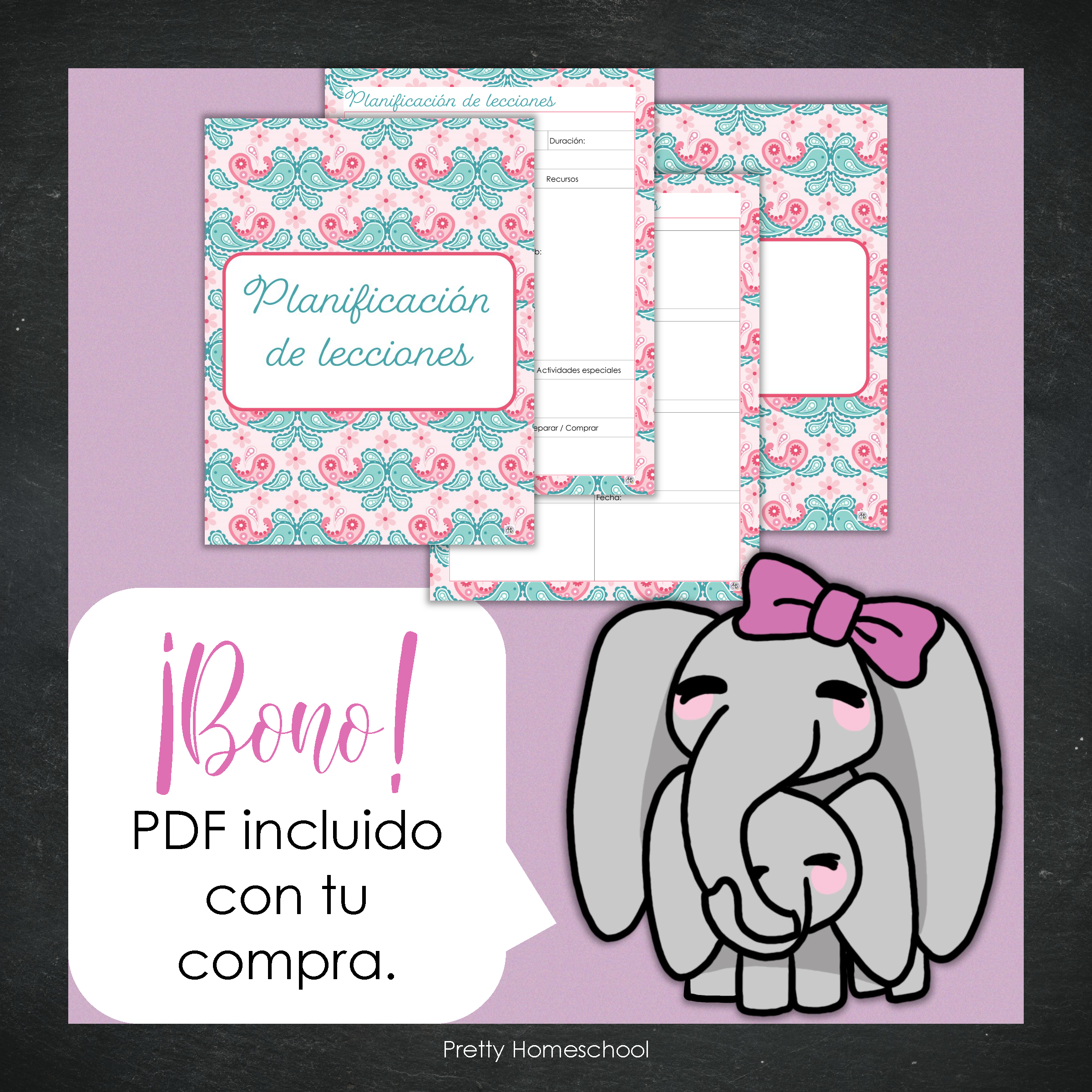 Libreta de Planes Homeschool en PDF | Planificación Diaria o Semanal para Varios Estudiantes | Diseño Paisley