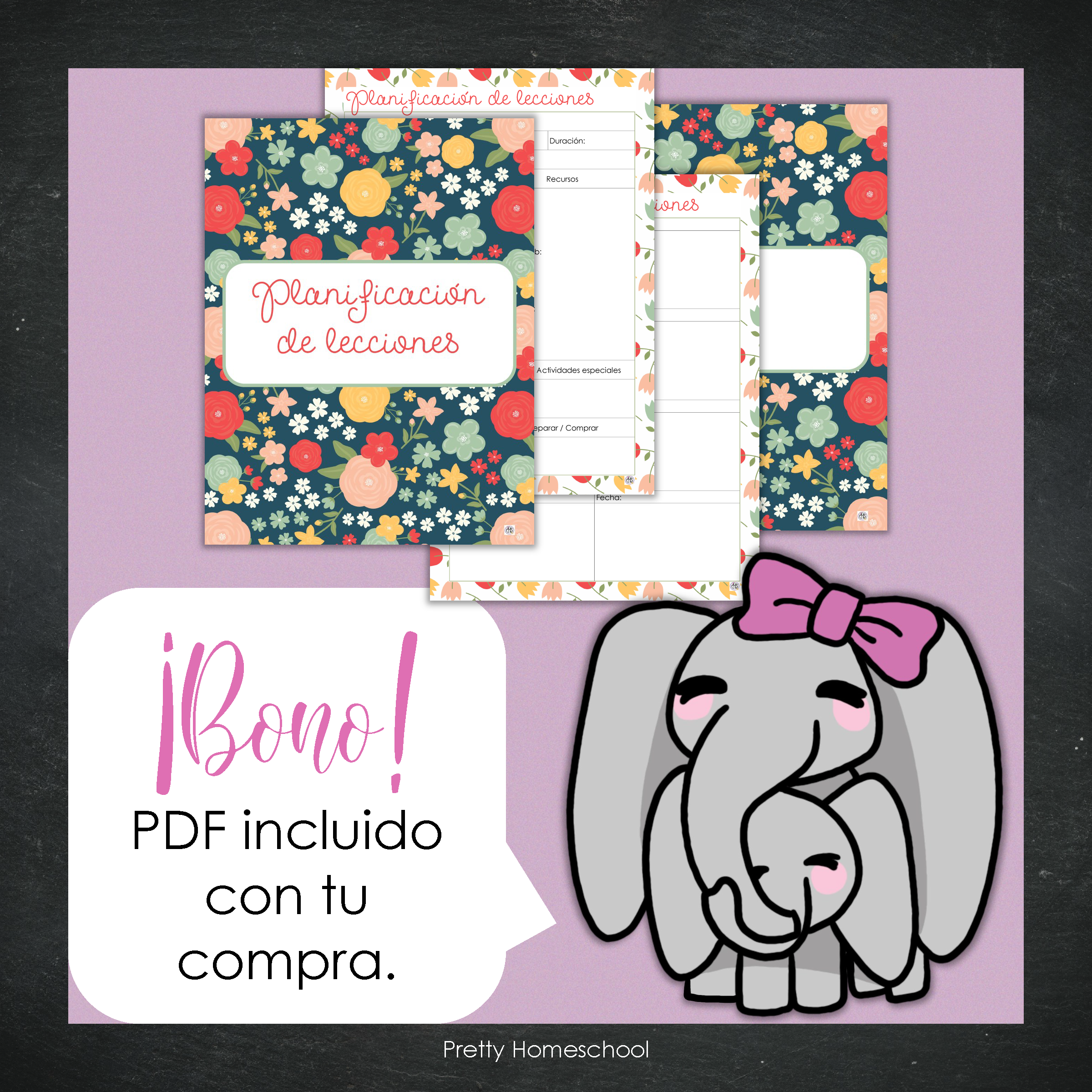 Libreta de Planes Homeschool en PDF | Planificación Diaria o Semanal para Varios Estudiantes | Diseño Floral
