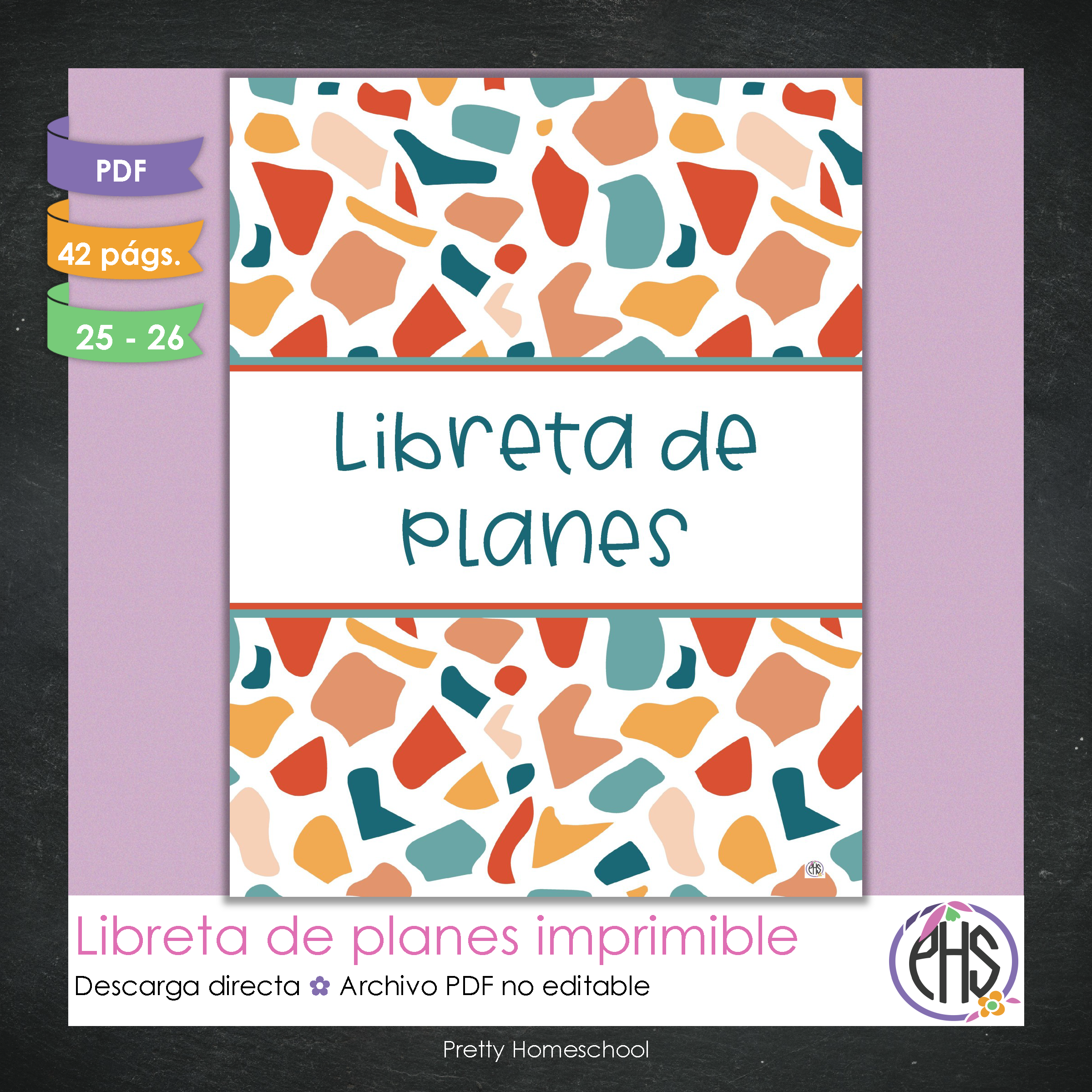 Libreta de Planes Homeschool en PDF | Planificación Diaria o Semanal para Varios Estudiantes | Diseño Terrazo
