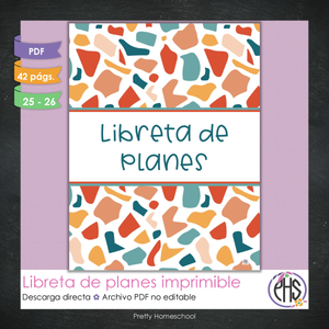 Libreta de Planes Homeschool en PDF | Planificación Diaria o Semanal para Varios Estudiantes | Diseño Terrazo