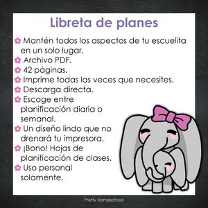 Libreta de Planes Homeschool en PDF | Planificación Diaria o Semanal para Varios Estudiantes | Diseño Floral