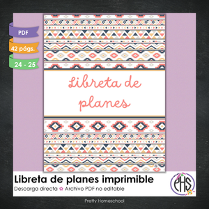 Libreta de planes homeschool imprimible / Archivo PDF solamente / Aztec