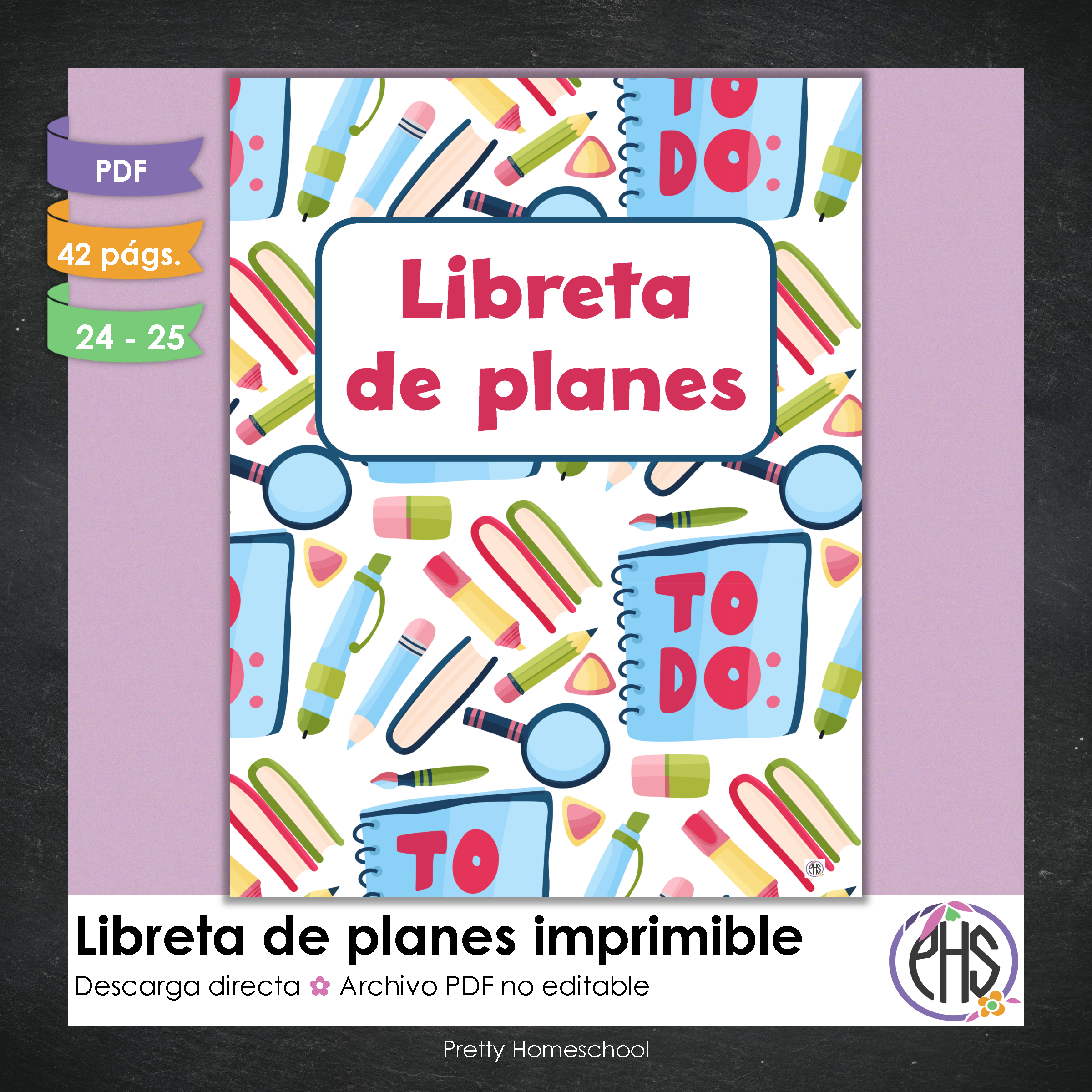 Libreta de planes homeschool imprimible / Archivo PDF solamente / Escuela