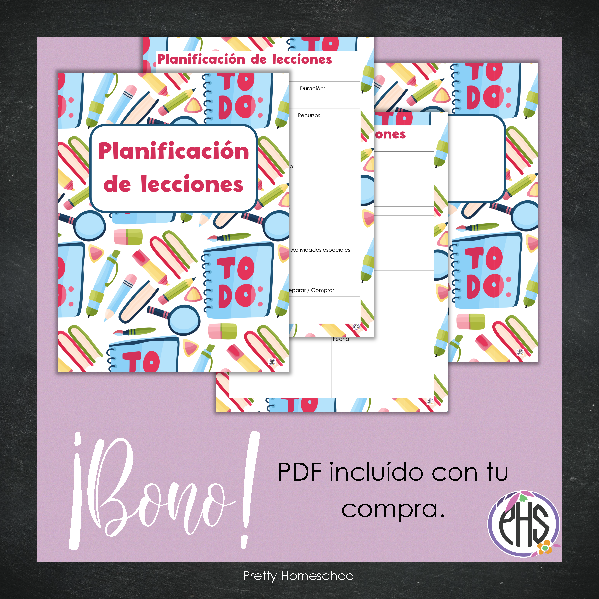 Libreta de planes homeschool imprimible / Archivo PDF solamente / Escuela