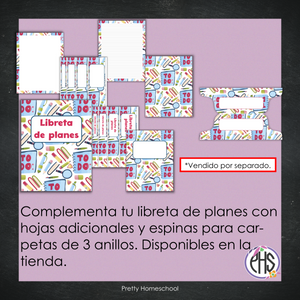 Libreta de planes homeschool imprimible / Archivo PDF solamente / Escuela