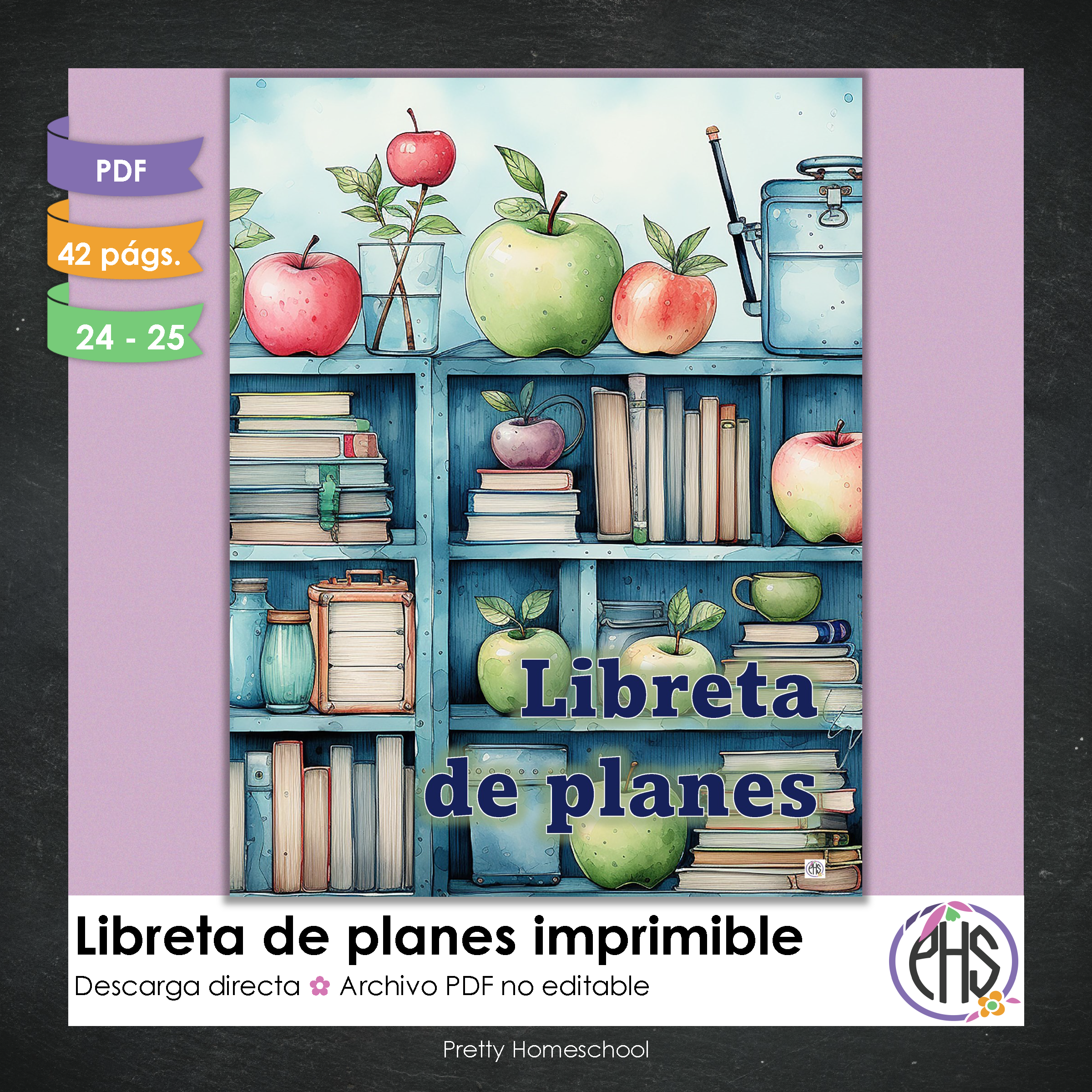 Libreta de planes homeschool imprimible / Archivo PDF solamente / Librero