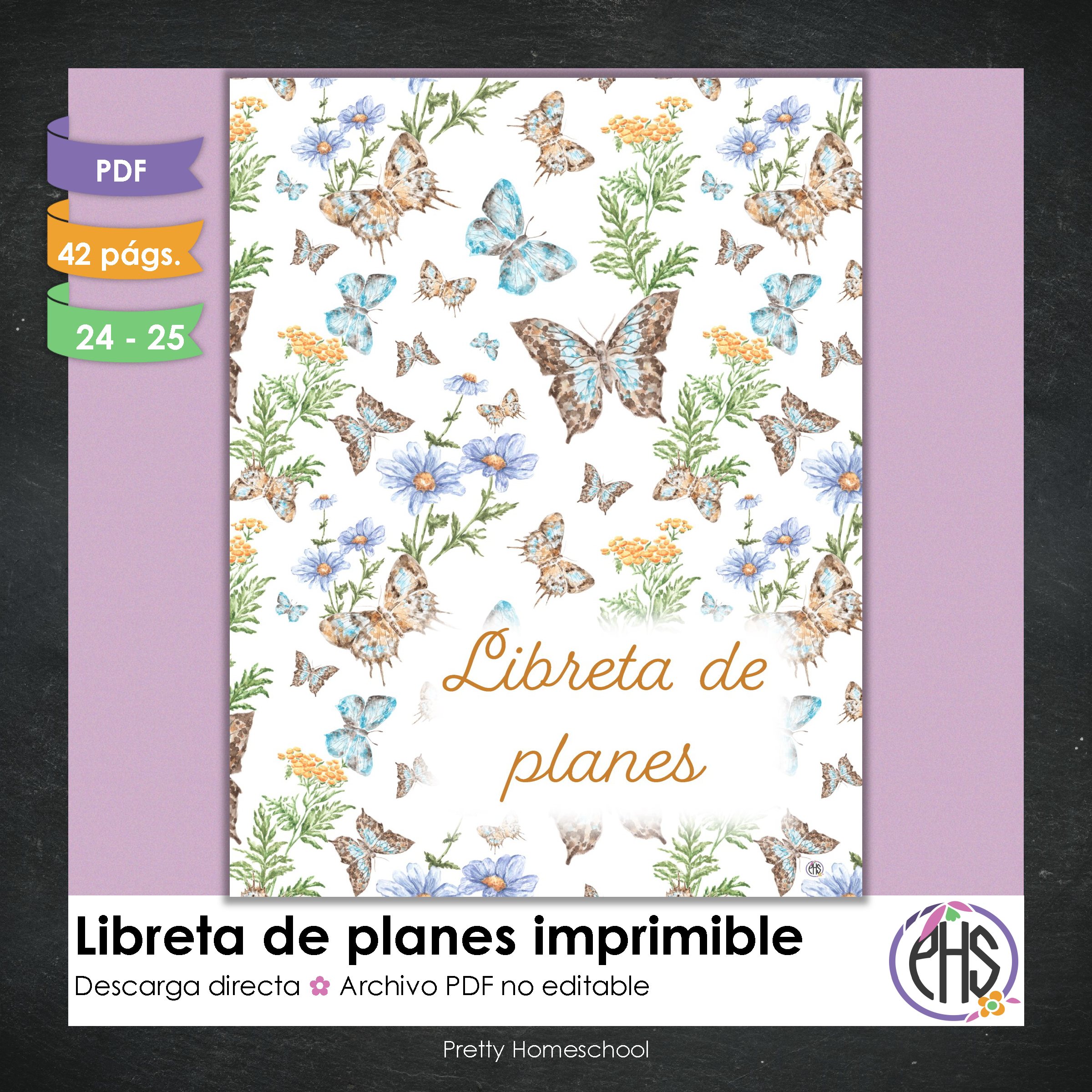 Libreta de planes homeschool imprimible / Archivo PDF solamente / Mariposas