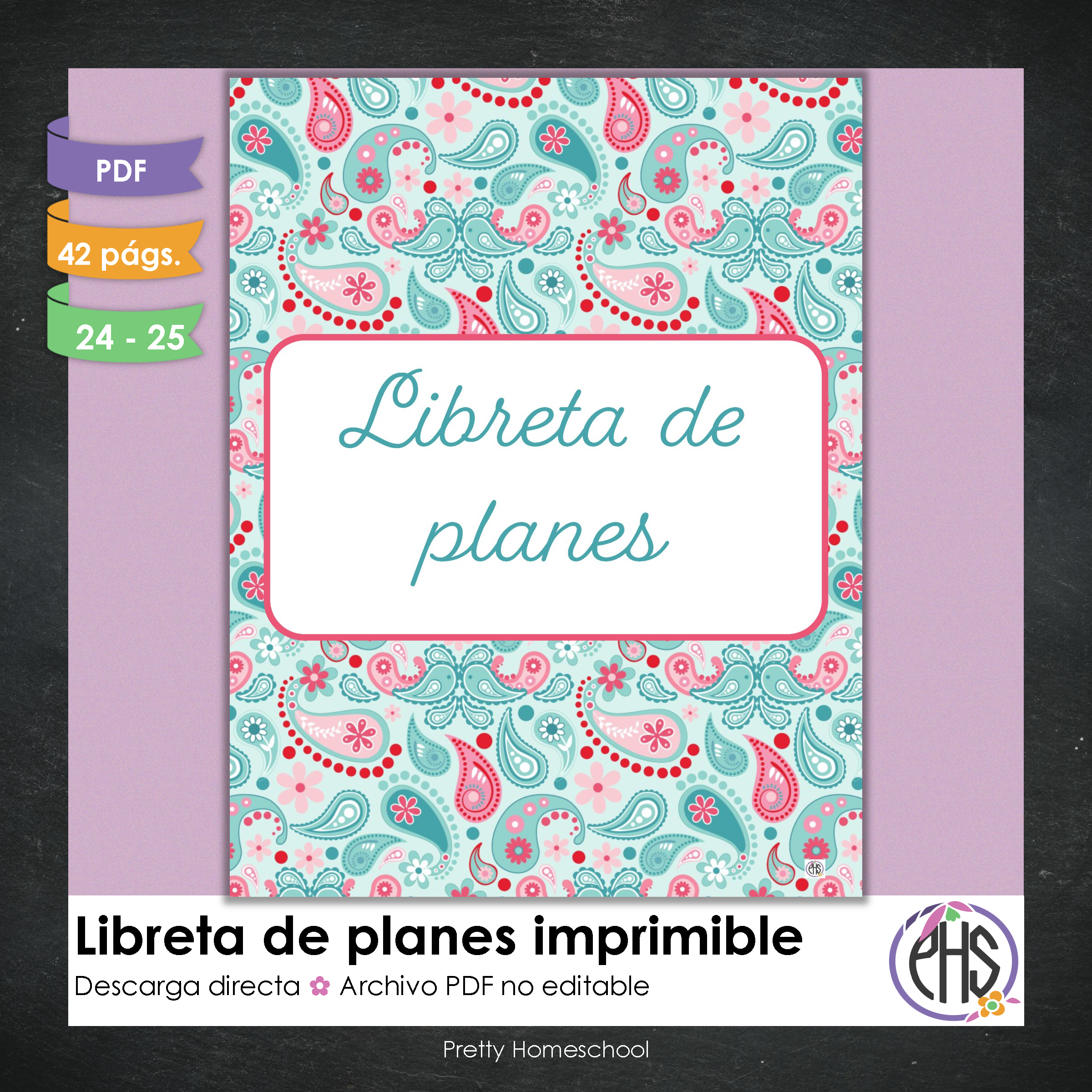 Libreta de planes homeschool imprimible / Archivo PDF solamente / Paisley