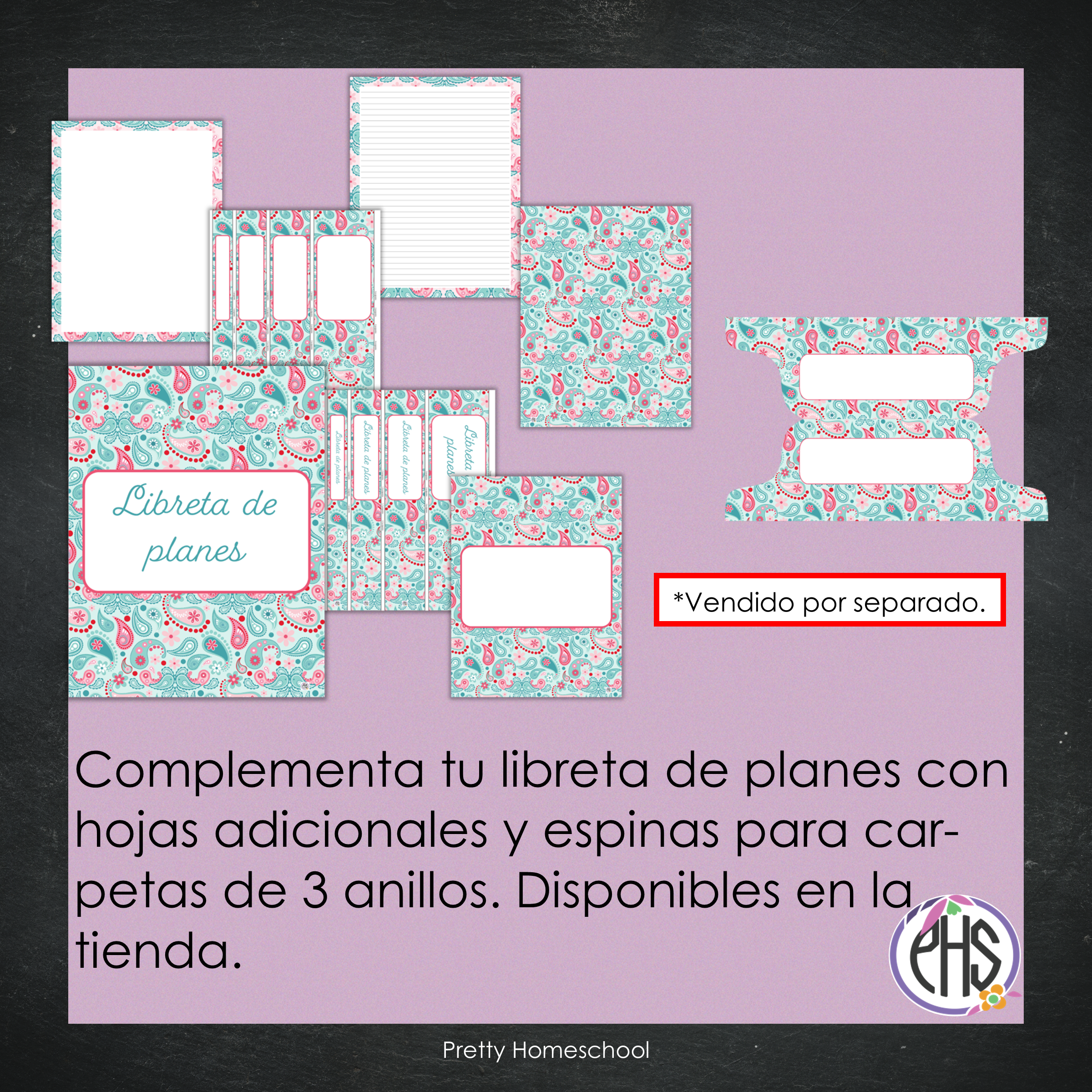 Libreta de planes homeschool imprimible / Archivo PDF solamente / Paisley