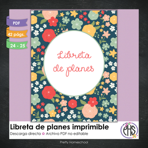 Libreta de planes homeschool imprimible / Archivo PDF solamente / Pretty Flowers