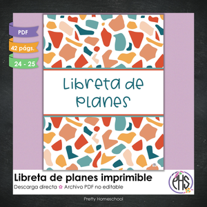 Libreta de planes homeschool imprimible / Archivo PDF solamente / Terrazo