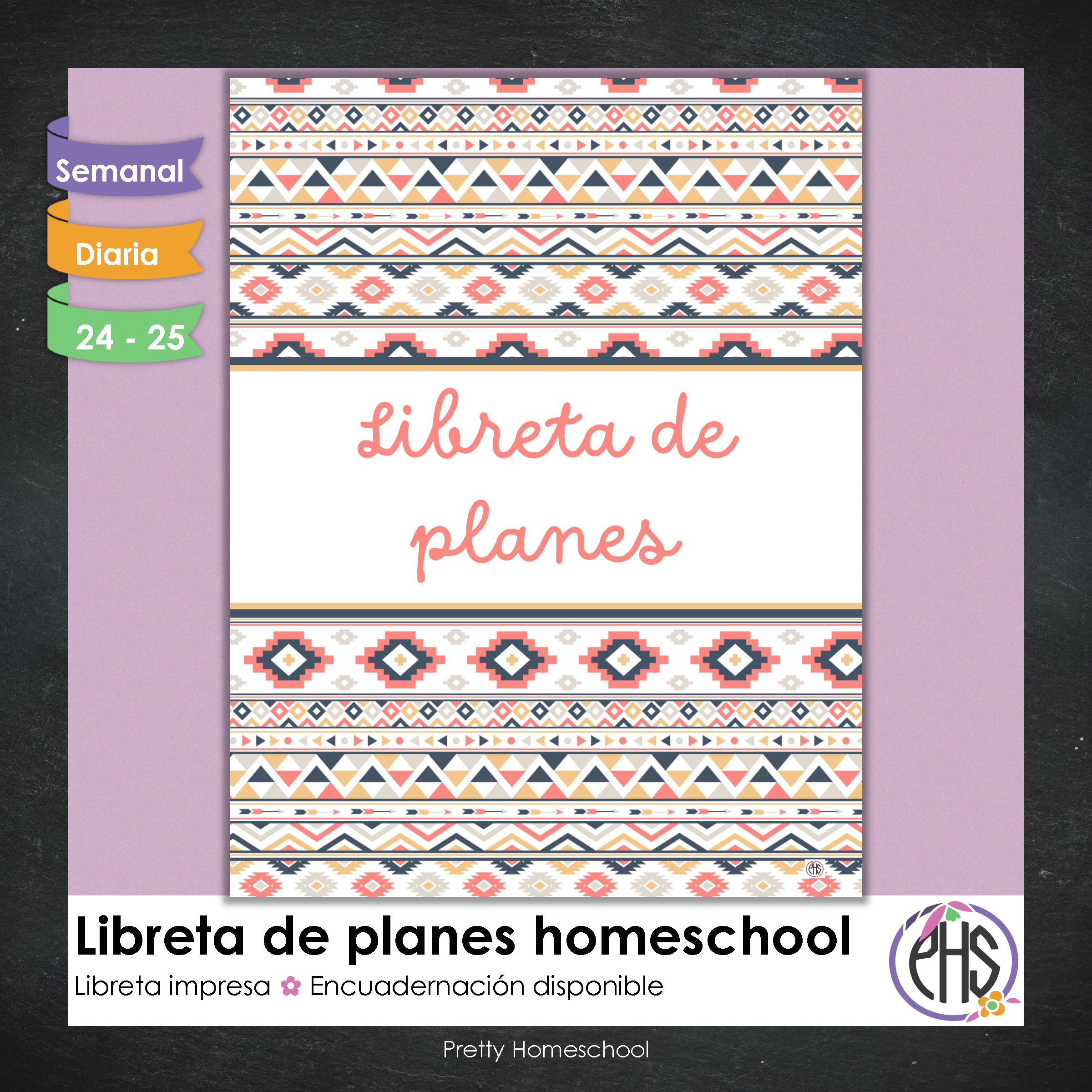 Libreta de planes homeschool / Planificación diaria o semanal / Impresa o encuadernada  / Aztec