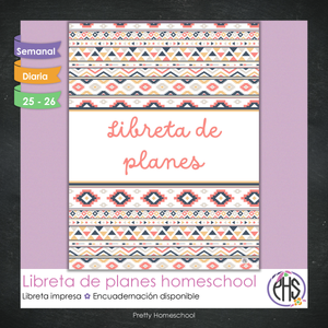 Libreta de Planes Homeschool Impresa | Planificador Diario y Semanal para 4 Estudiantes | Versión Impresa + PDF | Aztec