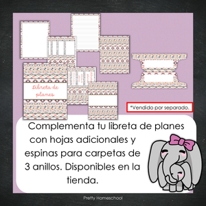 Libreta de Planes Homeschool Impresa | Planificador Diario y Semanal para 4 Estudiantes | Versión Impresa + PDF | Aztec
