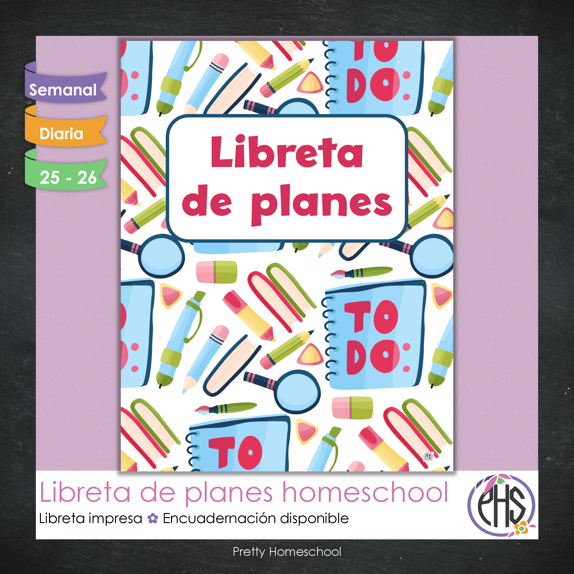 Libreta de Planes Homeschool Impresa | Planificador Diario y Semanal para 4 Estudiantes | Versión Impresa + PDF | Diseño escolar