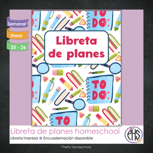 Libreta de Planes Homeschool Impresa | Planificador Diario y Semanal para 4 Estudiantes | Versión Impresa + PDF | Diseño escolar