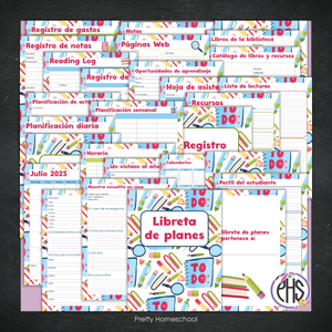 Libreta de Planes Homeschool Impresa | Planificador Diario y Semanal para 4 Estudiantes | Versión Impresa + PDF | Diseño escolar